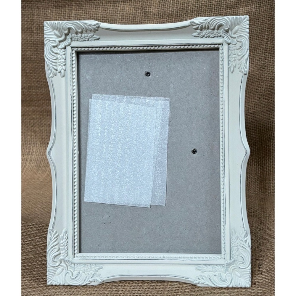 Off White Distressed Picture Frame Victorian Romance Cottage Core Farmhouse